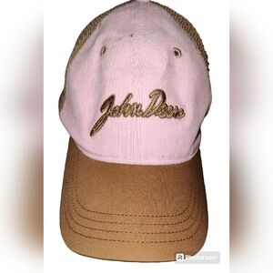 K-Products Authentic Pink and Brown Mesh John Deere Hat/Cap